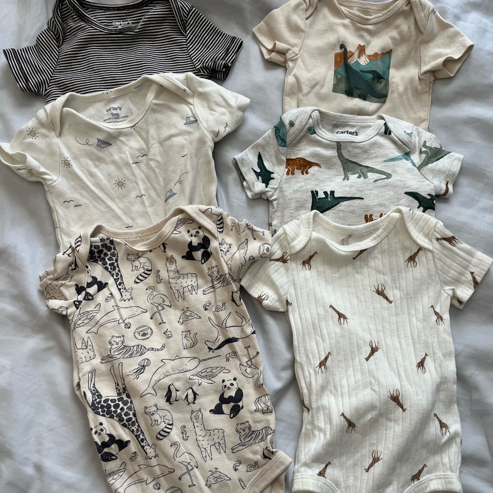 Carter's Cream and Tan Animal Print Bodysuits